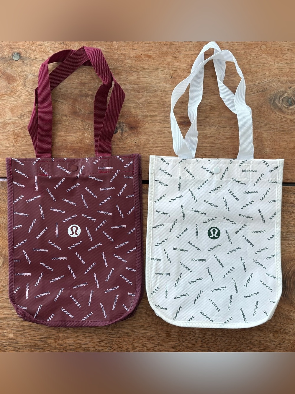 LULULEMON Reusable Tote Bundle - Burgundy and White Shopping Bags
